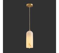 ZJHAHJY Modern Alabaster Pendant Light Kitchen Island White Marble Pendant Lighting Antique Brass Natural Stone Ceiling Hanging Lamp Long Tube Linear Chandelier for Dining Room Bedroom Bathroom