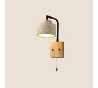 ZJHAHJY Modern LED Bedside Wall Sconce Pull Cord Switch Yellow Travertine Mid Century Farmhouse Mounted Light Fixture Vintage Industrial Natural Stone Lamp for Bedroom Hallway Bathroom