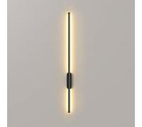 ZJHAHJY Modern LED Wall Lights Battery Operated, Indoor Wireless USB-C Rechargeable Wall Lights with Remote Control, Long Strip Linear Sconce Lamp (Black, 100cm)