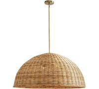 ZJHAHJY Modern Vintage Industrial Chandelier Woven Rattan Dome Pendant Light E26/E27 Base Hanging Lamp for Kitchen Island Living Room Bedroom Farmhouse Pendant Lamp for Bedroom Hallway Kitchen