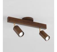 ZJHAHJY Modern Walnut Fixed LED Track Lighting Fixture - 350°+90° Directional Spotlights for Kitchen, Bedroom, Living Room, Hallway(Neutral Light,2-Light)