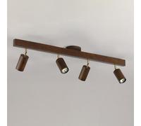 ZJHAHJY Modern Walnut Fixed LED Track Lighting Fixture - 350°+90° Directional Spotlights for Kitchen, Bedroom, Living Room, Hallway(Warm Light,4-Light)