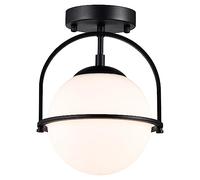 ZJHAHJY ModernChandelier, Black Semi Flush Mount Ceiling Light Fixture 1-Light Glass Globe Mid Century Modern Kitchen Light Fixture,for Restaurants,Hoem, Kitchens, Cafes, Bars,Bedroom,Living Room