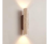 ZJHAHJY Natural Stone Wall Sconce Up and Down Light Indoor Long Strip Wall Light Bar Wood Farmhouse Linear Hallway Wall Mounted Mid Century Marble Wall Lamp for Bedroom Living Room Headboard