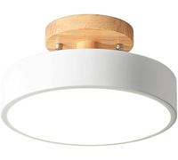 ZJHAHJY Nordic Log Round LED Semi-Flush Mount Ceiling Light Modern Hallway Ceiling Light Fixture Green White Wood Porch Ceiling Light for Corridor Farmhouse Balcony Entryway Foyer Cloakroom