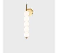 ZJHAHJY Nordic Modern Milk White Glass Ball Wall Sconce 3-Lights Indoor Bedside Brushed Brass LED Wall Lamp Light(Gold,5-Light)