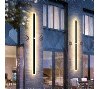ZJHAHJY Outdoor Long Wall Light with Motion Sensor Lights Black Modern Porch LED Mounted Sconce Acrylic Outside IP65 Rain Rating Lamp for Patio Garage Garden