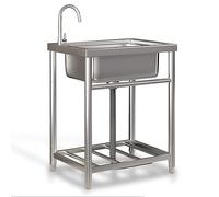 ZJHAHJY Outdoor Set Commercial Restaurant Utility Set Single Bowl Washing Hand Basin Free Standing Kitchen Outdoor Garden With Storage Shelve Color Hot Cold Size 65X50Cm 25X