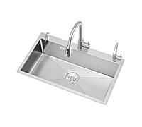ZJHAHJY Top Mount Sus304 Single Bowl Workstation With Undermount Strainer Waste Basket High End Handmade For Bar Or Outdoor Size Round