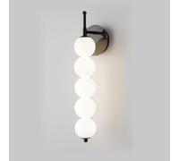 ZJHAHJY Wall Lamps & Sconces Mid Century Modern Wall Sconce, Indoor 5-Lights Globe LED Wall Light, Brushed Gold Black Bathroom Vanity Lighting Fixtures for Bedroom Living Room Be,Black