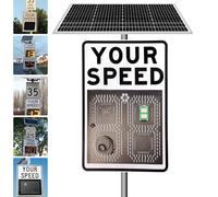 ZJHESXV 20"x27"/24"x35" Solar Powered LED Speed Limit Signs,Radar Speed Feedback Sign, Visual Distance:>500M (white, 20x27in)