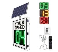 ZJHESXV 20"x27"/24"x35" Solar Powered Led Speed Limit Signs, Speed Display Radar Traffic Sign with Accessories, Rust Proof Aluminum Radar Speed Detector, Visual distance:>500m(White,24''X35'')
