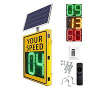 ZJHESXV 20"x27"/24"x35" Solar Powered Led Speed Limit Signs, Speed Display Radar Traffic Sign with Accessories, Rust Proof Aluminum Radar Speed Detector, Visual distance:>500m(Yellow,20''X27'')