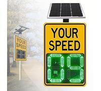 ZJHESXV 20"x27"/24"x35" Solar Powered Radar Feedback Speed Limit Sign, LED Display Solar Radar Detective Speed Feedback Sign for Highways, Speed-Limited Roads (Yellow, 24"x35")