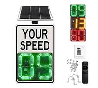 ZJHESXV 20"x27"/24"x35" Solar Powered Radar Speed Limit Sign with Accessories, LED Radar Feedback Sign Traffic Feedback Warning Board Speed Display(White,20''X27'')