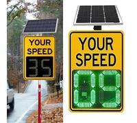 ZJHESXV 20"x27"/24"x35" Solar Powered Speed Limit Radar Sign, Rust Free Aluminum Speed Radar Feedback Sign, Digital Speed Detector for Streets & Neighborhoods (Yellow, 20"x27")