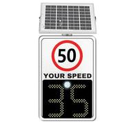 ZJHESXV 24''X35'' Solar Powered Radar Speed Sign, LED Display Aluminum Speed Limit Sign For Speed-Limited Roads,Highways (White, Speed Limit 50)