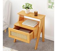 ZJHESXV Bamboo Nightstand, Minimalist Bedside Cabinet with 1 Drawer & Open Shelf, Compact Bedside Table Accent End Table for Bedroom, Dorm and Small Spaces (43x31x50cm(17x12x20inch), Yellow)