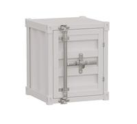 ZJHESXV Iron Bedside Cabinet with Keyhole, Industrial Style Cabinet Storage, Container Style Iron End Table for Bedroom or Living Room, Retro Industrial Side Table with Double-Layer(White)