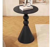 ZJHESXV Round End Table, Retro Iron Structure Side Table, Small Bedside Tables, Creative Nightstand, Modern Circle Center Tables for Living Room, Entryway, Bedroom(15.7''L*15.7''W*24''H)(Black)
