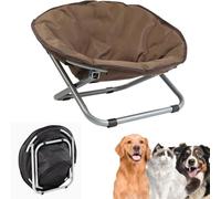 ZJHESXV Round Fold Away Pet Chair, Round Pet Bed: Comfortable Elevated Cat Bed, Chair for Small Dogs, Portable Foldable Pet Moon Bed Chair Dog Chair, Folding Pet Cozy Chair Brown