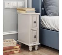 ZJHESXV Small Nightstand 2 Drawers Bedside End Table with Storage Retro Style Bedside Tables Nightstands for Living Room Practical(White,15cm)