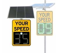 ZJHESXV Solar Powered Radar Speed Limit Sign - LED Speed Limit Radar Detective Display, Radar Feedback Sign, Applicable to Highways,Speed-Limited Roads (Yellow, S)