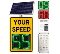 ZJHESXV Solar Powered Radar Speed Limit Sign with Accessories, Flashing LED Road Warning Speed Feedback Sign Detector Traffic Vehicle Speed Display, Rust Free Aluminum, Adjustable Kilometers/Miles