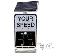 ZJHESXV Solar Powered Radar Speed Limit Sign with Accessories, Visual distance:>500m, 20"x27"/24"x35" LED Display Radar Feedback Sign Traffic Feedback Warning Board Speed Display(White,20''X27'')