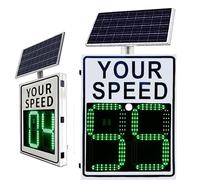 ZJHESXV Solar Speed Limit Sign with Remote 23.5"x25.5" LED Display Auto Red/Green Alert for Overspeed Detection Solar-Powered Speed Feedback Sign High Visibility Day/Night