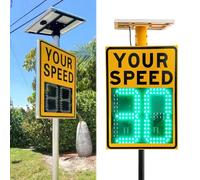 ZJHESXV Speed Display Radar Traffic Sign with Accessories, Solar Powered Radar Feedback Speed Display Sign for Road/Street Traffic Safety Signage, 20"x27"/24"x35", Yellow(Yellow,50 * 70cm)