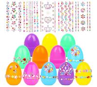 ZJHiome 2.4'' Plastic Easter Eggs, 24 Pcs Easter Eggs with 5 Gem Stickers for Egg Hunt Bulk DIY Egg Easter Decor for Kids Easter Basket Stuffers Party Favor(multicolor)