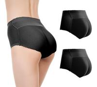 ZJHQQB 2 Pack Women Butt Lifter Shapewear, Mid-Rise Padded Hip Enhancer Seamless Underwear, Mesh Breathable Body Shaper, Wave Lace Trousers Fake Butt Lifter Pants