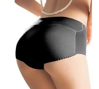 ZJHQQB 2 Pack Womens Mid-Rise Padded Hip Enhancer Shapewear, Mesh Breathable Butt Lifter Thicker Padded Bum Panties, Wave Lace Trousers Padded Knickers Body Shaper