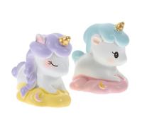 ZJHQQB 2pcs Miniature Unicorn Ornament Set Adorable Resin Unicorns Purple and Blue Hair for Boys and Girls Room Decor for Fairy Gardens Dollhouses and Party Decorations