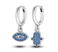 ZJHQQB 925 Sterling Silver Drop Dangle Earrings for Women Girls Post Lightweight Hoop Earrings Fashion, ENZEBAOFU, Evil Eye and Palm,
