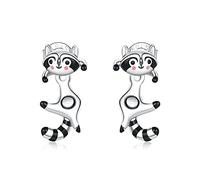 ZJHQQB 925 Sterling Silver Little Raccoon Ear Earrings for Women Enamel Process Fine Hypoallergenic Weddings Jewelry,