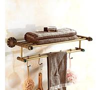 ZJHQQB Bathroom Shelves Antique All-copper Bath Towel Rack Bar Rail, High-end Bathroom Hardware Set, Retro Toilet Paper Holder, Coat Hook, Toilet Brush