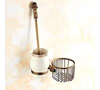 ZJHQQB Bathroom Shelves Antique All-copper Bath Towel Rack Bar Rail, High-end Bathroom Hardware Set, Retro Toilet Paper Holder, Coat Hook, Toilet Brush