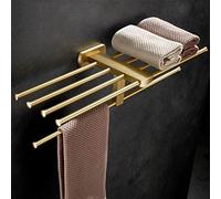 ZJHQQB Bathroom Shelves Brushed Gold Bathroom Towel Rack, Bath Towel Rack, Bathroom Towel Rails Set Wall Mounted, Light Luxury Bathroom Hardware Set