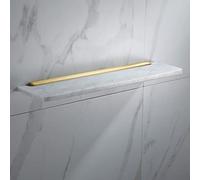 ZJHQQB Bathroom Shelves Light Luxury Natural Marble Space Aluminum Brushed Gold Towel Bar Rail Rack, Toilet Brush Holder, Paper Holder, Hardware Pendant Set