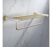 ZJHQQB Bathroom Shelves Light Luxury Natural Marble Space Aluminum Brushed Gold Towel Bar Rail Rack, Toilet Brush Holder, Paper Holder, Hardware Pendant Set