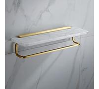 ZJHQQB Bathroom Shelves Light Luxury Natural Marble Space Aluminum Brushed Gold Towel Bar Rail Rack, Toilet Brush Holder, Paper Holder, Hardware Pendant Set