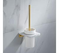 ZJHQQB Bathroom Shelves Light Luxury Natural Marble Space Aluminum Brushed Gold Towel Bar Rail Rack, Toilet Brush Holder, Paper Holder, Hardware Pendant Set