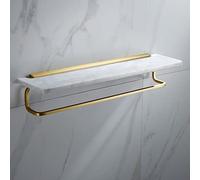 ZJHQQB Bathroom Shelves Light Luxury Natural Marble Space Aluminum Brushed Gold Towel Bar Rail Rack, Toilet Brush Holder, Paper Holder, Hardware Pendant Set