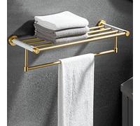 ZJHQQB Bathroom Shelves Nordic Light Luxury Natural Marble Brushed Gold Bath Towel Rack Space Aluminum Towel Holder