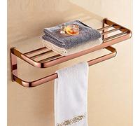 ZJHQQB Bathroom Shelves Rose Gold Full Copper Towel Rack, Towel Storage Holder Towel Rails, Towel Bar, Toilet Paper Holder, Bathroom Accessories Set