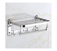 ZJHQQB Bathroom Shelves Towel Rail Rack 304 Stainless Steel Bathroom Towel Rack with Hooks, Towel Hanger Foldable Fixed Bath Towel Holder, Bath Towel Rail 40/50cm for Bathroom Kitchen