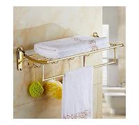 ZJHQQB Bathroom Shelves Towel Rail Rack Bathroom Towel Rack, Double Tier Shower Storage Rack, Wall Mounted Foldable Gold Towel Rack, Zinc Alloy And Sus Material for Bathroom Kitchen