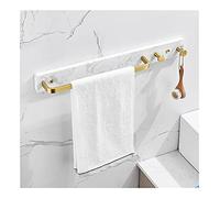 ZJHQQB Bathroom Shelves Towel Rail Rack Light Luxury Marble Towel Rack, Brushed Gold Towel Holder, Space Aluminum Towel Bar with Hook Bathroom Accessories Suit for Bathroom Kitchen